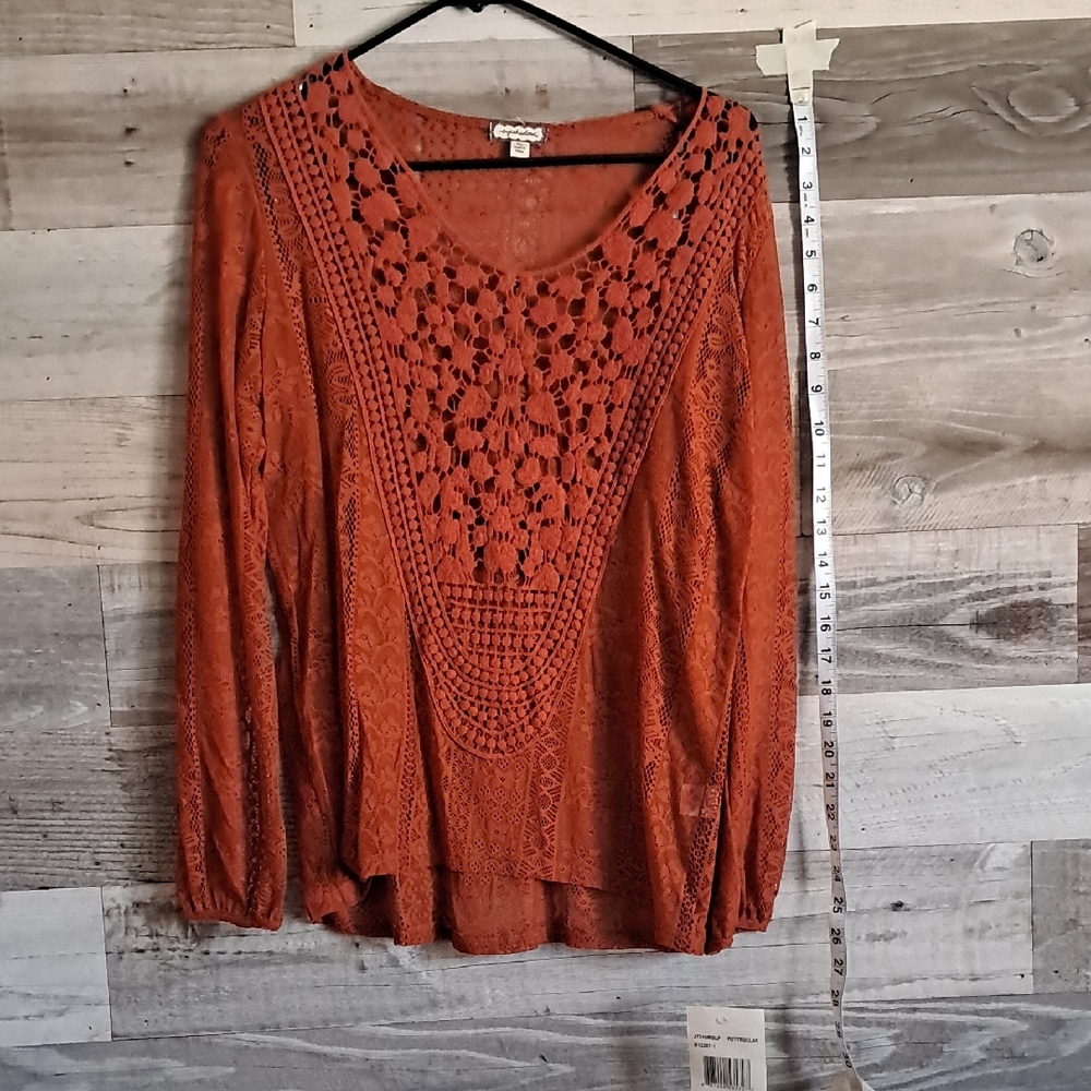 Women Lace Burnt Orange Top New Tags